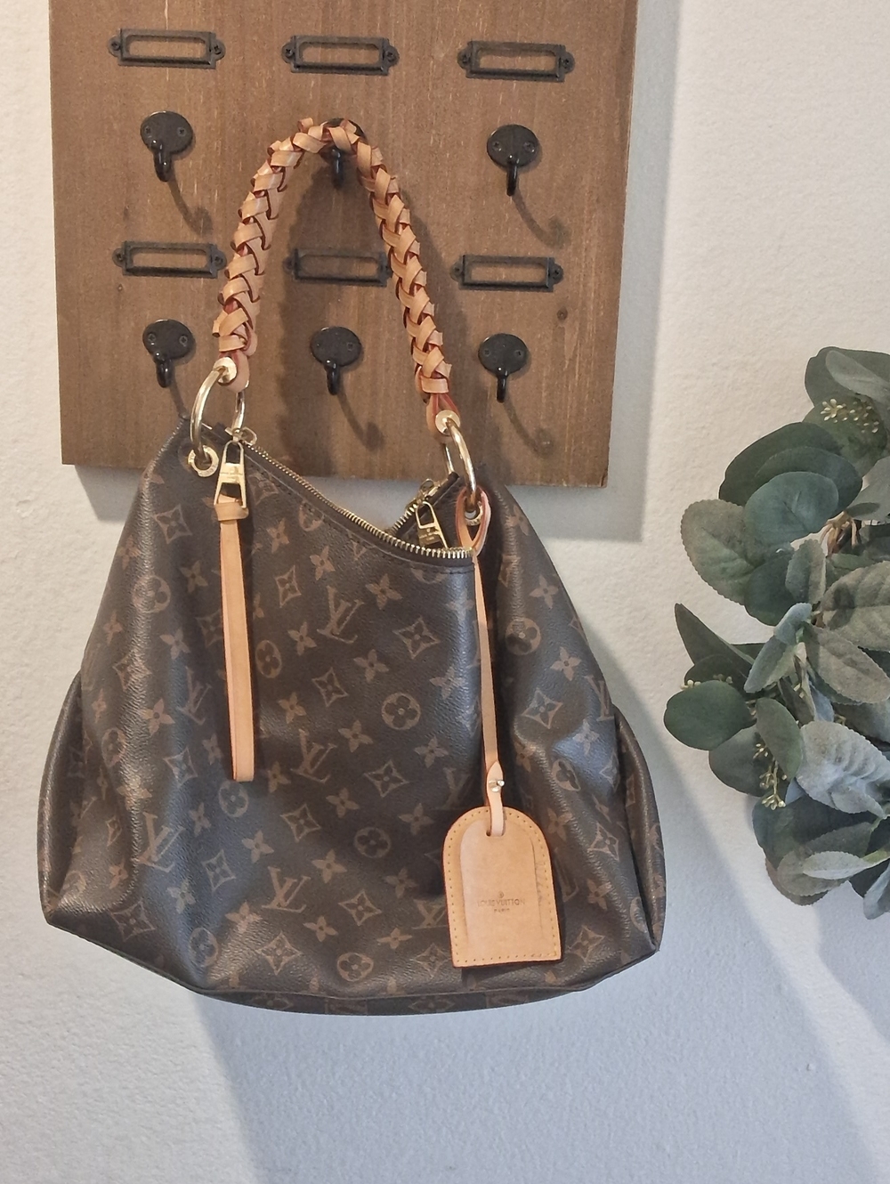Louis Vuitton Monogram Braided-Handle Shoulder Bag in Brown and Tan